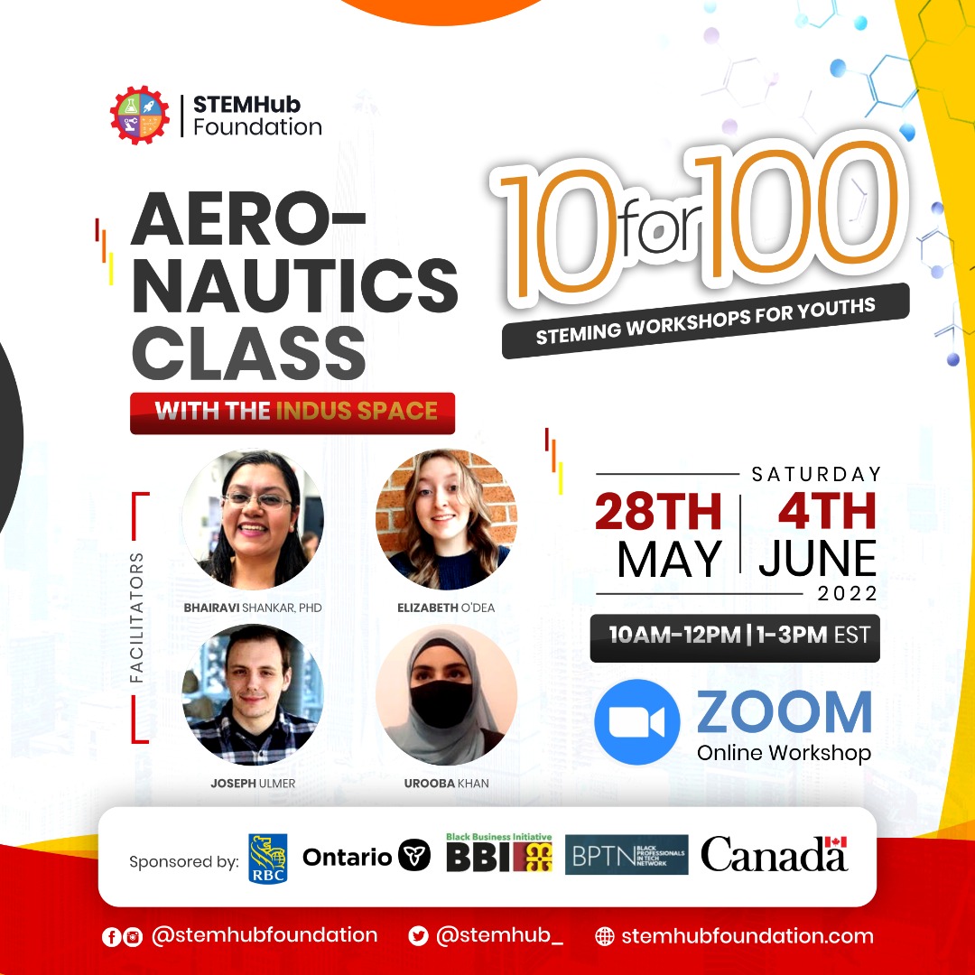 Happening this weekend is the aeronautics Classes on Saturday 28th May, 2022. The sessions will be facilitated by  Indus Space team lead by Dr. Bhairavi Shankar, with other team members: Elizabeth O’Dea, Joseph Ulmer and Urooba Khan. <a href="/indusspaceCA/">Indus Space</a>