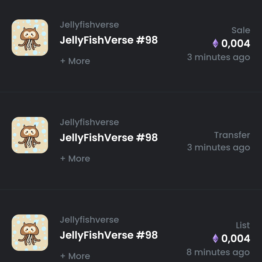 Fast sold 😱😱, this time our Jelly was picked up by <a href="/snailbowlnft/">Snailbowlnft</a> 🔥🔥
Thank you for support ❤😍🥰

#NFT #NFTCommunity #nfts #nftindonesia #jellyfishverse #NFTCollection
