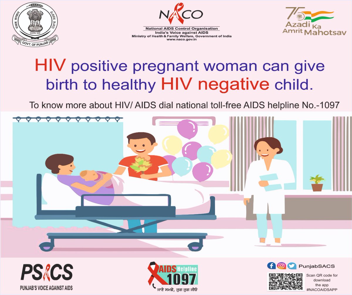 punjabsacs's tweet photo. HIV positive pregnant woman can give birth to healthy HIV negative child.
#hiv #hivawareness #hivtesting #hivprevention #nationalaidscontrolorganisation #naco #nacoindia #who #endstigma #hivstigma #endthestigma  #artcenter #PunjabGovt #UNAIDS #womenpower #KnowHIV #HIVAwareness https://t.co/ebgdgnNsJh