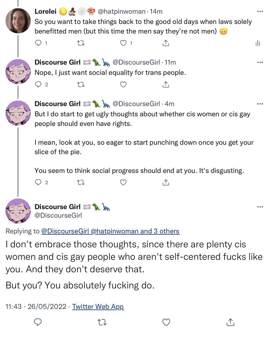 hatpinwoman's tweet photo. If women and gay people won’t capitulate to trans ideology, we apparently don’t deserve rights. 

….And if we do capitulate then we get to consent to all our rights being taken away.

Oh, Goody https://t.co/MdEIV7iwQR