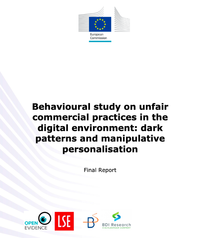 OpenEvidence's tweet photo. Our new behavioural study for the @EU_Commission on unfair commercial practices in the digital environment is out! Results show that dark patterns are highly prevalent and unfairly distort the decisions of EU consumers. 
🧵A thread on the key findings:
https://t.co/NC7NGd1xbT https://t.co/R6buIJinj6