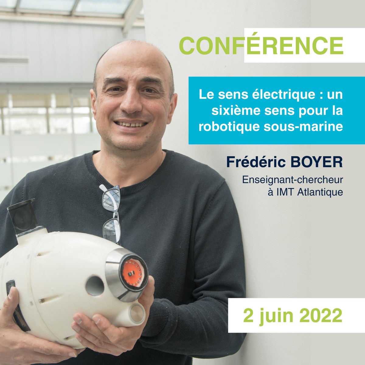 IMTAtlantique's tweet photo. [#conference]
🐟 Un 6e sens pour la #robotique sous-marine  
Dans le cadre de #Humanibots F. Boyer, EC à #IMTAtlantique présentera ce sens, dit "électrique" tel qu'utilisé par ces #poissons
👉 https://t.co/umIhActFL9
#irccyn #research 
@msh_a 
@echoscigre 
@labols2n 
@inria https://t.co/uBMFZ370yk