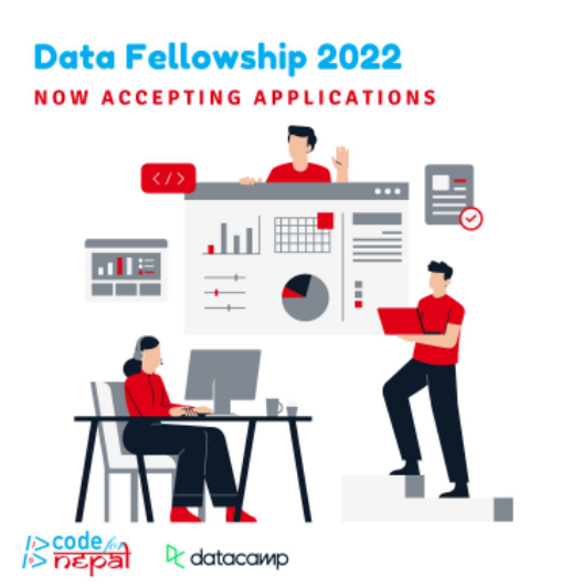 codefornepal's tweet image. APPLY NOW for a Data Fellowship. With support from @DataCampDonates, we highly encourage everyone, especially women, and youth from Province 2 & 6 to apply to build #dataskills & progress professionally. Apply by June 10: codefornepal.org/data-fellowshi…