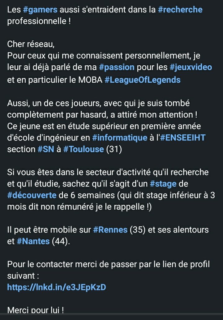 Une recherche de stage via les jeux vidéos (Thread)