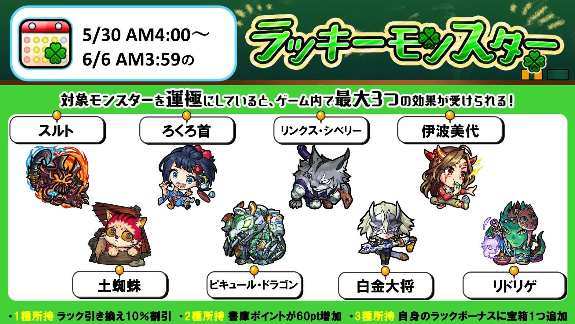 モンスターストライク公式 モンスト 次回のラッキーモンスター 対象モンスターを運極にしている種類数に応じて 最大3つの効果が受けられます 詳細はこちら T Co Juvyf03lx9 モンスト T Co E8rhffbknw Twitter モンスターストライク公式 モンスト 次回のラッキーモンスター 対象モンスターを運極にしている種類数に応じて 最大3つの効果が受けられます 詳細はこちら T Co Juvyf03lx9 モンスト T Co E8rhffbknw Twitter