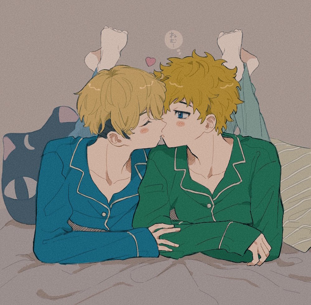 2boys multiple boys yaoi blonde hair male focus on stomach kiss  illustration images