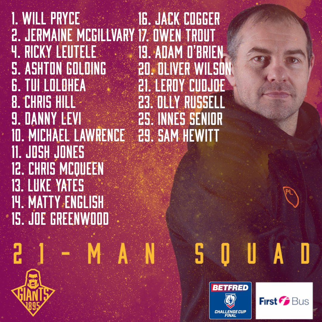 🚨 Ian Watson has named our 21-man squad for the Betfred Challenge Cup Final!

🤝 Brought to you by FirstBus