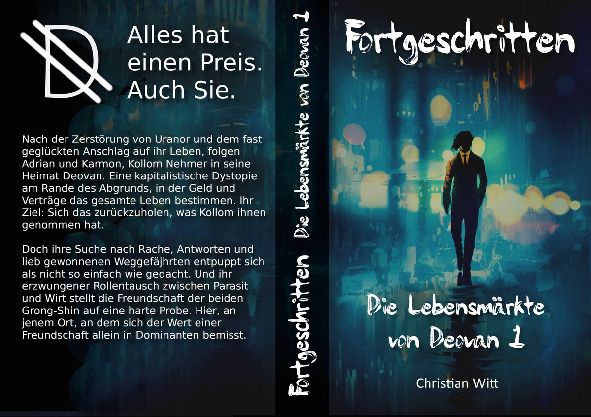 Hallo, #Fortgeschrittene. Da ich fleißig an Deovan 7 arbeite und bald die 1 Mio. Zeichen-Grenze knacke, obwohl es bis zum Ende noch dauert, hab ich mich entschieden das Buch zweizuteilen. Der 1. Teil wird dieses Jahr erscheinen, der 2. dann 2023. Hier ein erster Cover-Entwurf.
