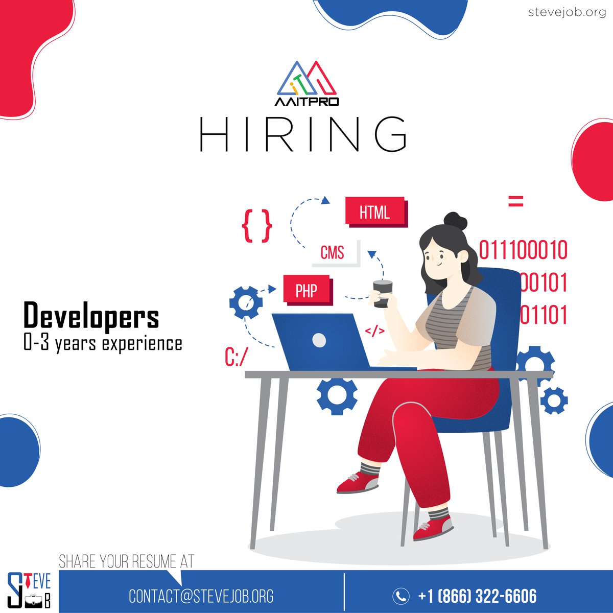 SteveJobOrg's tweet photo. Kickstart your career as a developer!

Share your Resume at:  contact@stevejob.org
For more details, 
Contact: +1 [866] 322-6606

#developer #programming #coding #java #python #softwaredeveloper #coder #tech #webdeveloper #jobs #jobsearch #recruitment #career #interview https://t.co/KaJvFlo6Bw