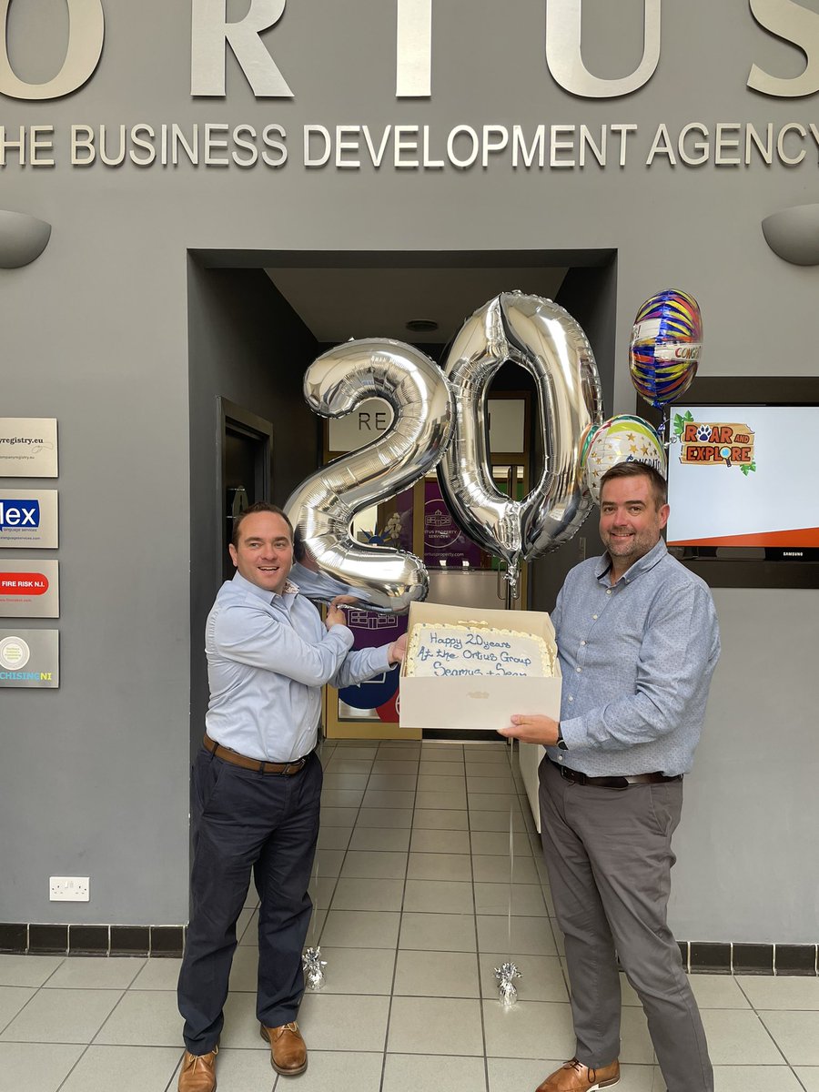 Big celebrations today at Ortus. 🎉 

Our CEO Seamus &amp; Property Facilities Manager Sean celebrate 20 years with Ortus. A fantastic achievement with giving back at the heart of it all. 

Congratulations from everyone at #TeamOrtus