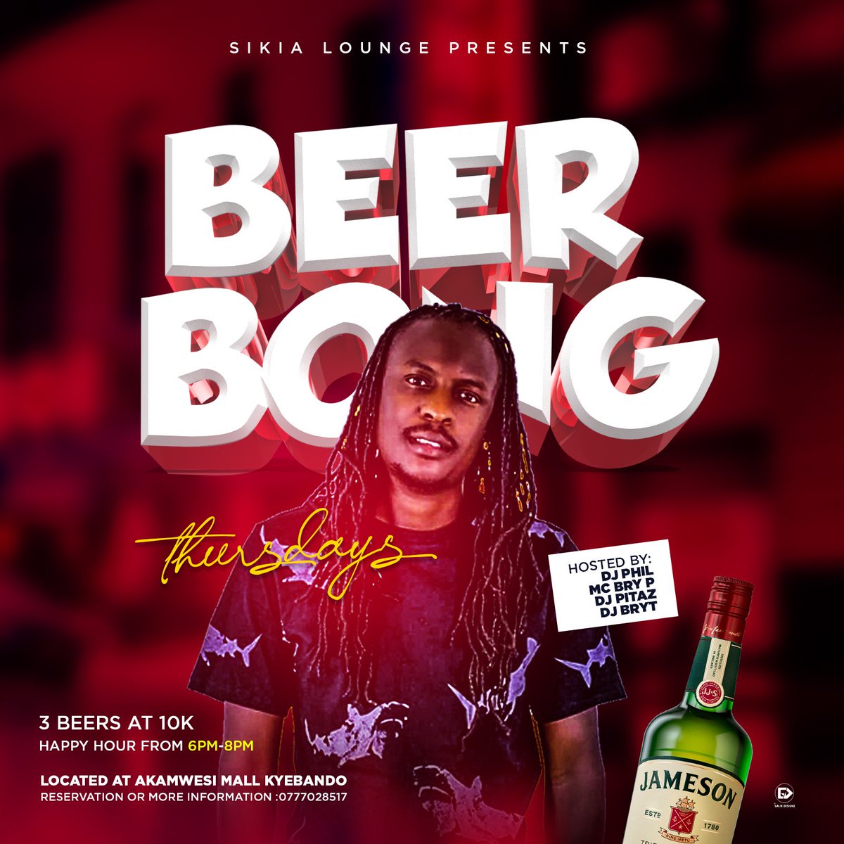 We running this tonight at Sikia Lounge (Akamwesi Mall Kyebando)

3 beers go for 10k UGX from 6pm-9pm
@djphil256 @Dj_kylepitaz <a href="/mcbryp/">Bry p official</a> on decks