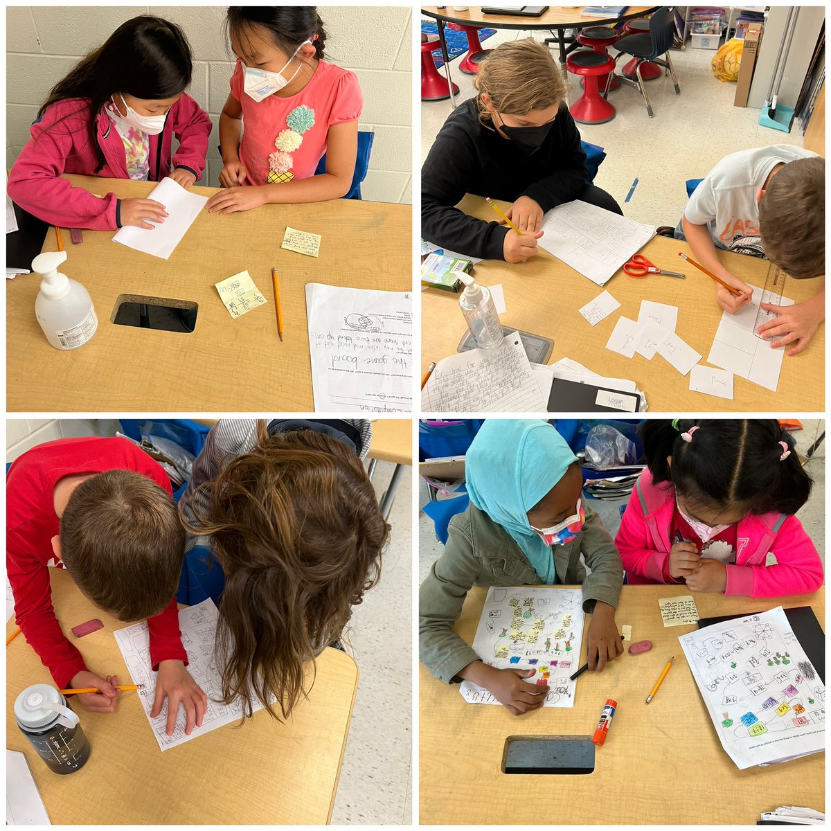 Students have been collaborating as board game creators to design an end of the year math game. Can’t wait to play them all and review topics from all year when they are done!