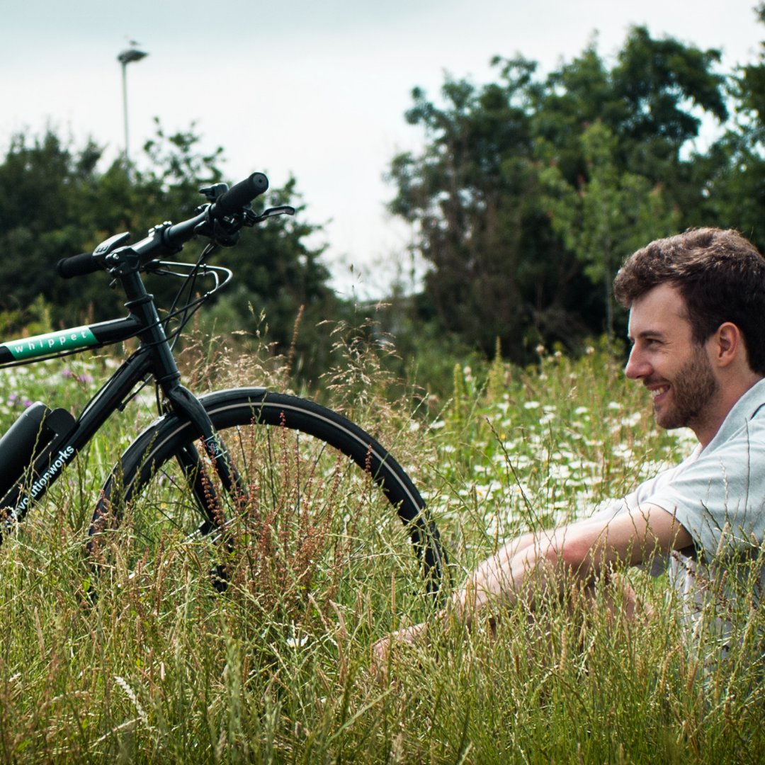Revworks_ebikes's tweet photo. Hugo and the whippet, the light ebike, enjoying the summery days in the long grass 🐾 
🚲   Come and try the whippet out for yourself at our workshop!
#ebike https://t.co/R48DCYlIjp