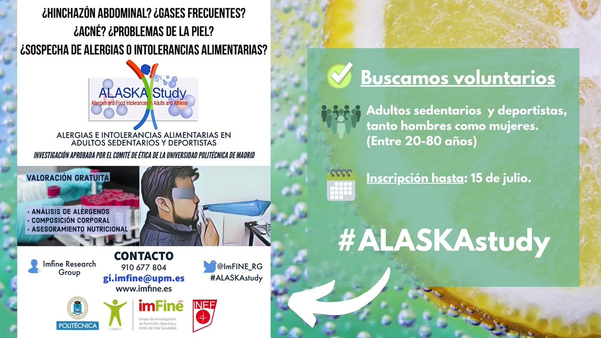 inefmadrid's tweet photo. 🙄¿Sospechas de alergias o intolerancias alimentarias?
Grupo de investigación @ImFINE_RG sigue buscado voluntarios para #ALASKAstudy ponte en contacto con ellos👇 https://t.co/MwBkHVEgJY