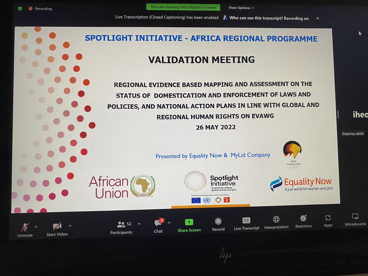 Ongoing: Validation meeting for the Regional evidence based mapping and assessment on the status of domestication and enforcement of laws, policies and NAPs in line with global and regional human rights on EVAWG. @UNDP @GlobalSpotlight @equalitynow