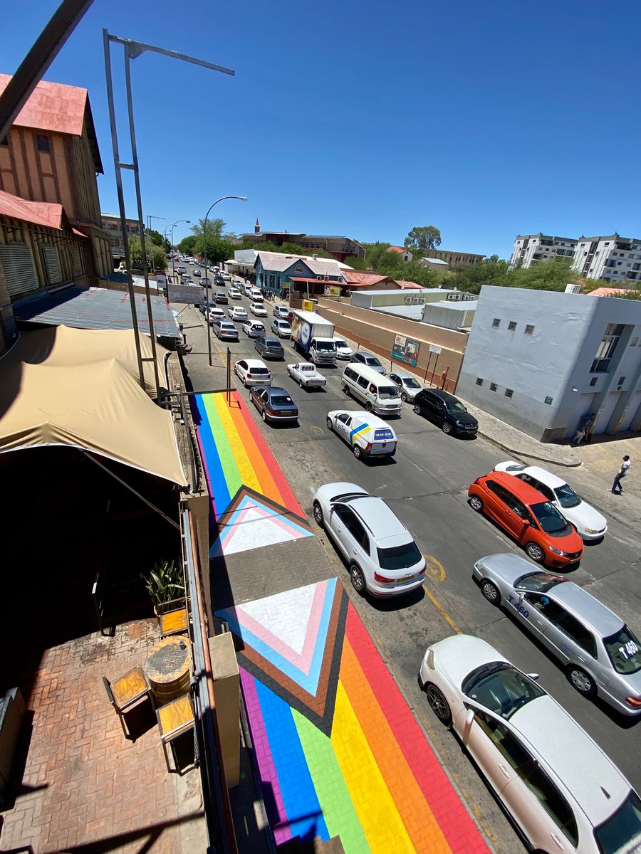 namprideweek's tweet photo. Day Two of The Rainbow Sidewalk Touch-up will be Monday 30 May from 12h00 – 19h00.

Let’s take pride in maintaining the symbol that represents LGBTQIA+ affirmation, dignity, equality, and visibility ✊🏻

📍@MarketBrewers (48 Tal Street)

Thank you @equalnamibia for organizing. https://t.co/3vP6D74CzE