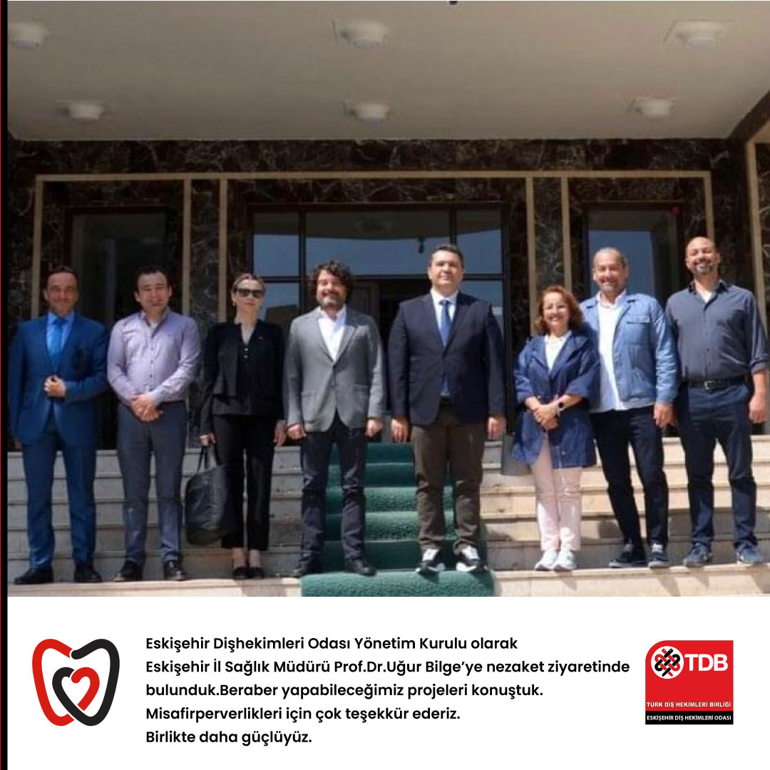 Eskişehir Dişhekimleri Odası Yönetim Kurulu olarak
Eskişehir İl Sağlık Müdürü Prof.Dr.Uğur Bilge’ye nezaket ziyaretinde
bulunduk. Beraber yapabileceğimiz projeleri konuştuk.
Misafirperverlikleri için çok teşekkür ederiz.
Birlikte daha güçlüyüz. #dişhekimi #dişhekimliği #eskişehir