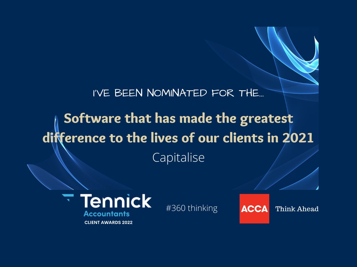 We're so happy to be nominated by <a href="/GTAccountancy/">Tennick Accountants</a> as "Software that has made the greatest difference to the lives of our clients in 2021"💚

Thank you to the team!! We'll be at the Graeme Tennick's Client Awards tonight. Wish us luck!🤞 <a href="/ACCA_UK/">ACCA UK</a> #360thinking #accountants