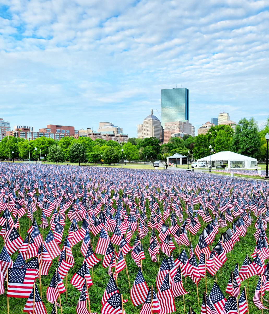 OnlyInBOS's tweet photo. 37,360 American flags have been planted in Boston Common in memory of every fallen Massachusetts service member from the Revolutionary War to the present.

Thank you for your service and ultimate sacrifice.

❤🇺🇸 https://t.co/VIqlWt8WJ0