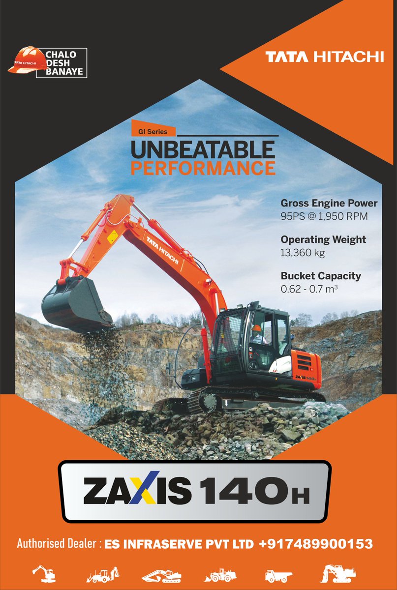 Tata Hitachi ZAXIS 140H : a wise investment indeed !.
The cabin offers exceptional comfort for the operator with plenty of leg space and excellent visibility.
Contact for more details: +91 7489900153
#TataHitachi #Excavators #GISeries #HydraulicExcavators #ChaloDeshBanaye