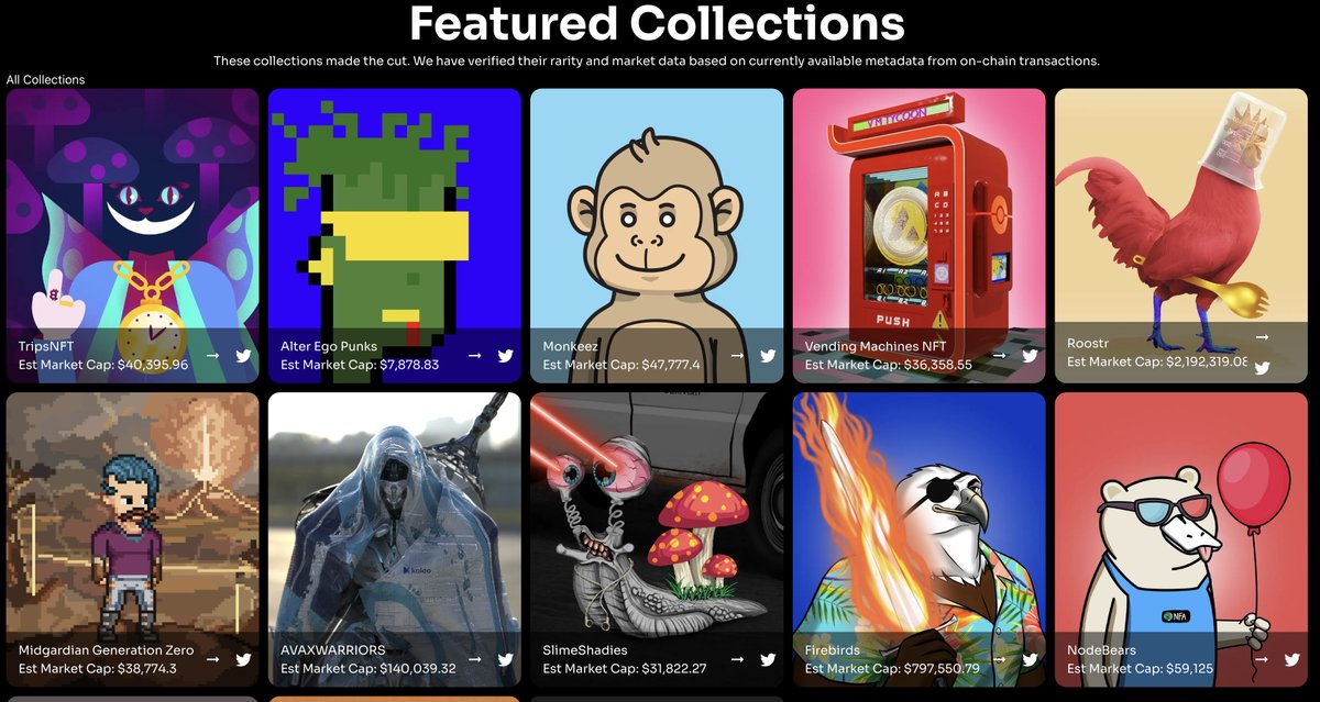 ⚡️ NEW HOMEPAGE!⚡️

Heads up. We've been hard at work crafting a new homepage for the #NFTCommunity 

Check out our featured collections below, and take our new profile feature for a spin to claim your alias.
👇👇
nftier.tech

#Avalanche #Fantom #NFT #AVAXNFT #AVAX