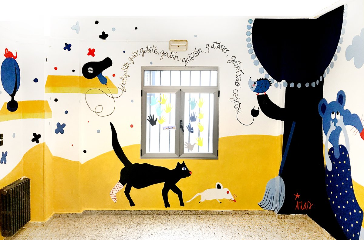 ceip_sanmiguel's tweet photo. El pasado martes @IzasAzulpatio nos regaló este maravilloso mural inspirado en los dibujos hechos por el alumnado del cole a partir de los cuentos de @anagriott

Nos hace muchísima ilusión cerrar #DibujandolaPalabra con esta obra de arte

¡Muchísimas gracias!🥰📚🤗🎨

@Hoy_Libro https://t.co/DaIKqaDE9Q