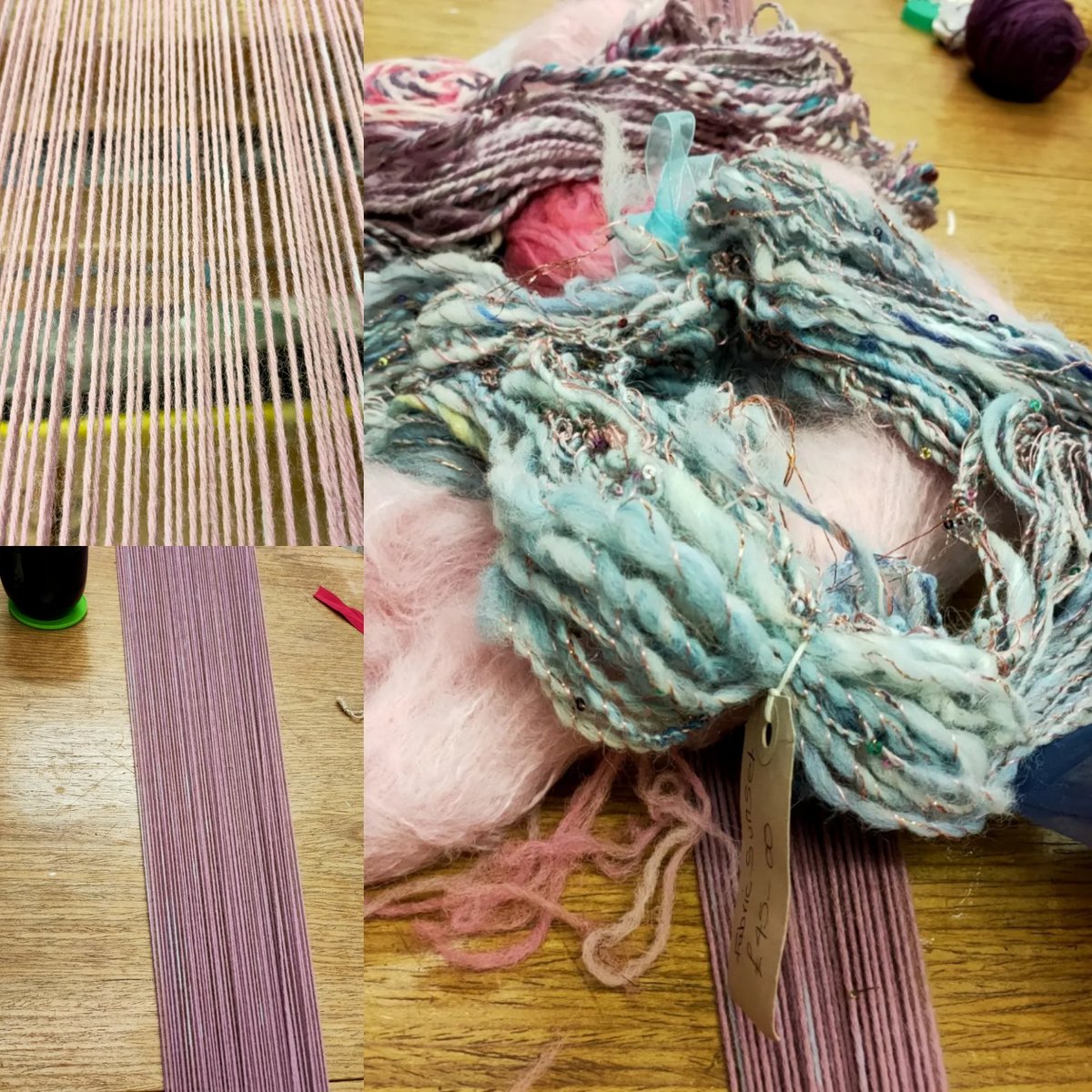 Just warped up DK wool mix to weave fabric, using hand spun art yarns, mohair, roving and Lancashire fleece.  #handdyed #handspun #artyarn #ridgidheddleweaving