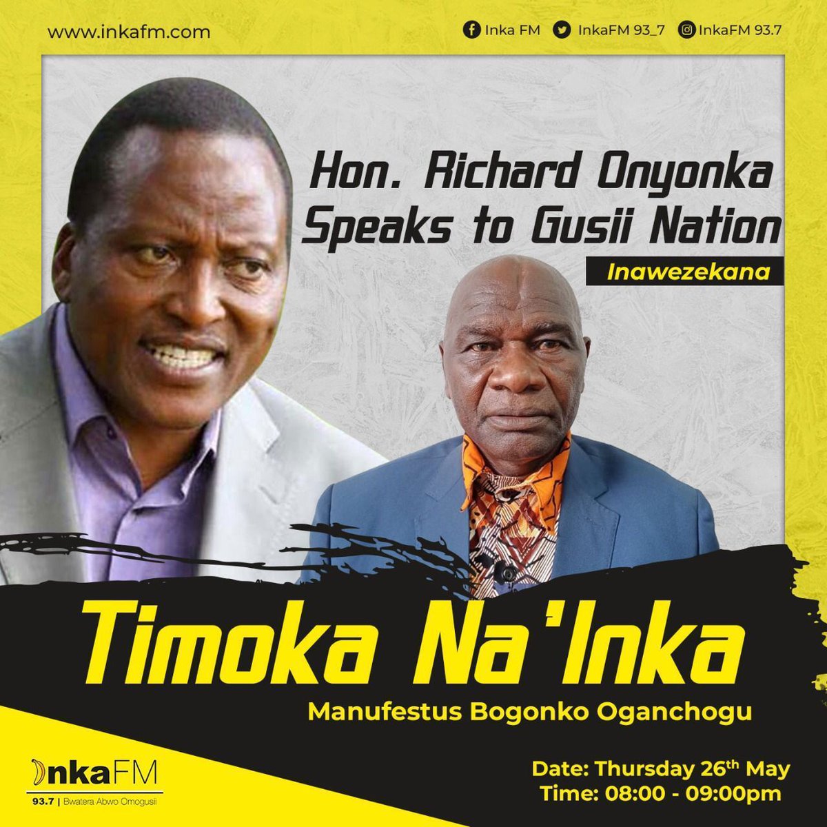 SimbaForum's tweet photo. Incoming Sen. Richard Momoima Onyonka being hosted by Bogonko Oganchogu speaks to Gusii Nation live on Inka FM.  Follow the link as we get facts right. https://t.co/BIQ1icOaMW
@TheODMparty @RailaOdinga @JunetMohamed https://t.co/vAR1uHrg6c