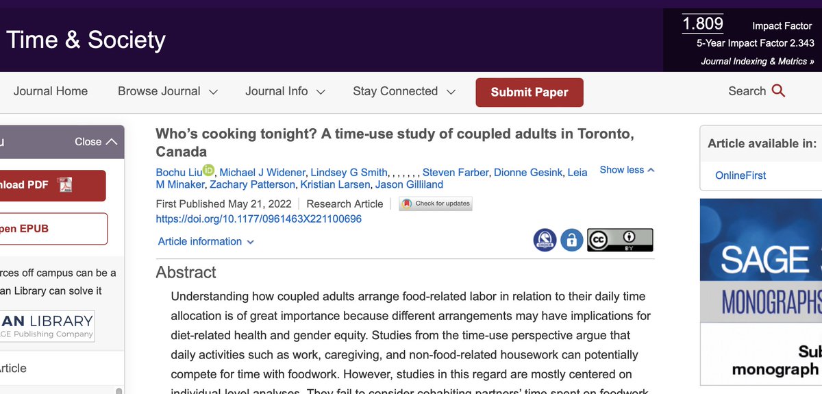 New work where we explore how people adjust time spent of food related activities based on their partners' behaviours, lead by phd student <a href="/BochuLiu/">Bochu Liu</a>. From the <a href="/SSHRC_CRSH/">SSHRC</a> &amp; @CRC_CRC funded Food Activities, Socio-economics, Time use, &amp; Transportation study. journals.sagepub.com/doi/full/10.11…