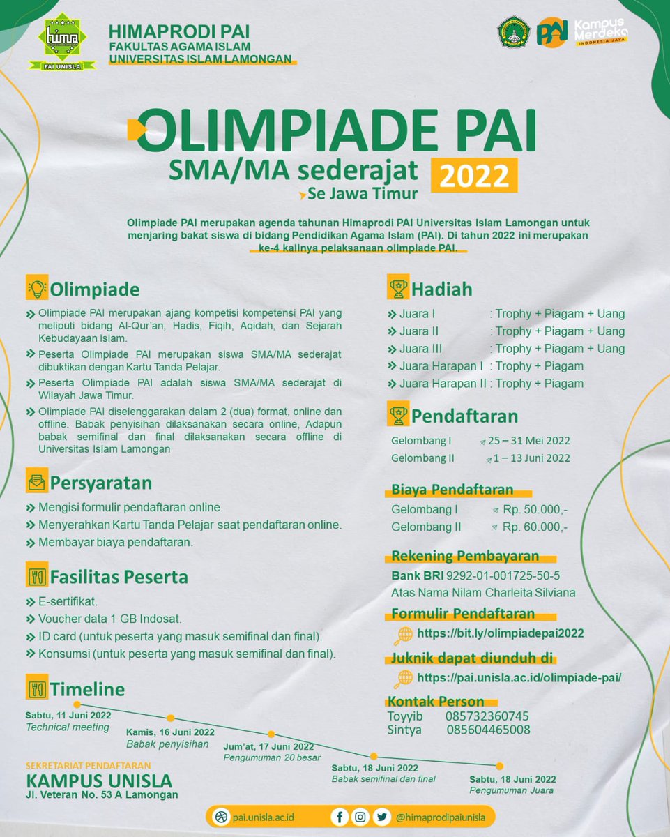 prodipaiunisla's tweet photo. Olimpiade PAI 2022, Se Jawa Timur @infoLMG https://t.co/dn6QbNehaD