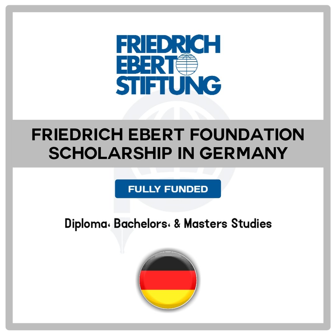 Opedia3's tweet photo. Friedrich Ebert Foundation Scholarship in Germany 2022

Details 👉: https://t.co/Jfm5QUEQAL

📌 Number of Scholarships: 40 scholarships.

📌 Diploma, Bachelors, Undergraduate, &amp; Masters Studies

📌 Eligibility: World Wide Students

Kindly Retweet to reach more deserving Students. https://t.co/DrvWAhHPcr