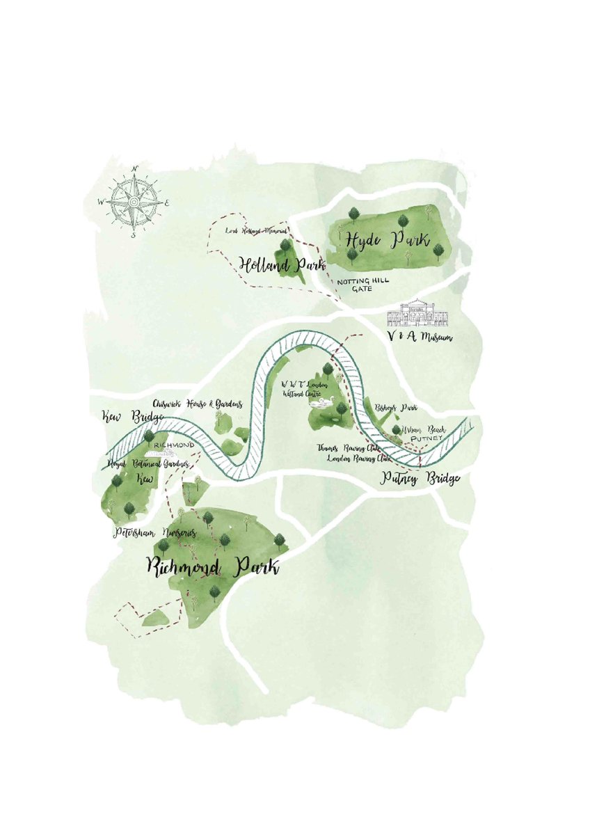 sarahsmartdraws's tweet image. Map illustrations for @aromaassoc of South London highlighting all the best green spaces to o for walks in! Loved this project ☘️🍃 #mapillustration #mapillustrator #beautypr #beautyillustrator #londonmap