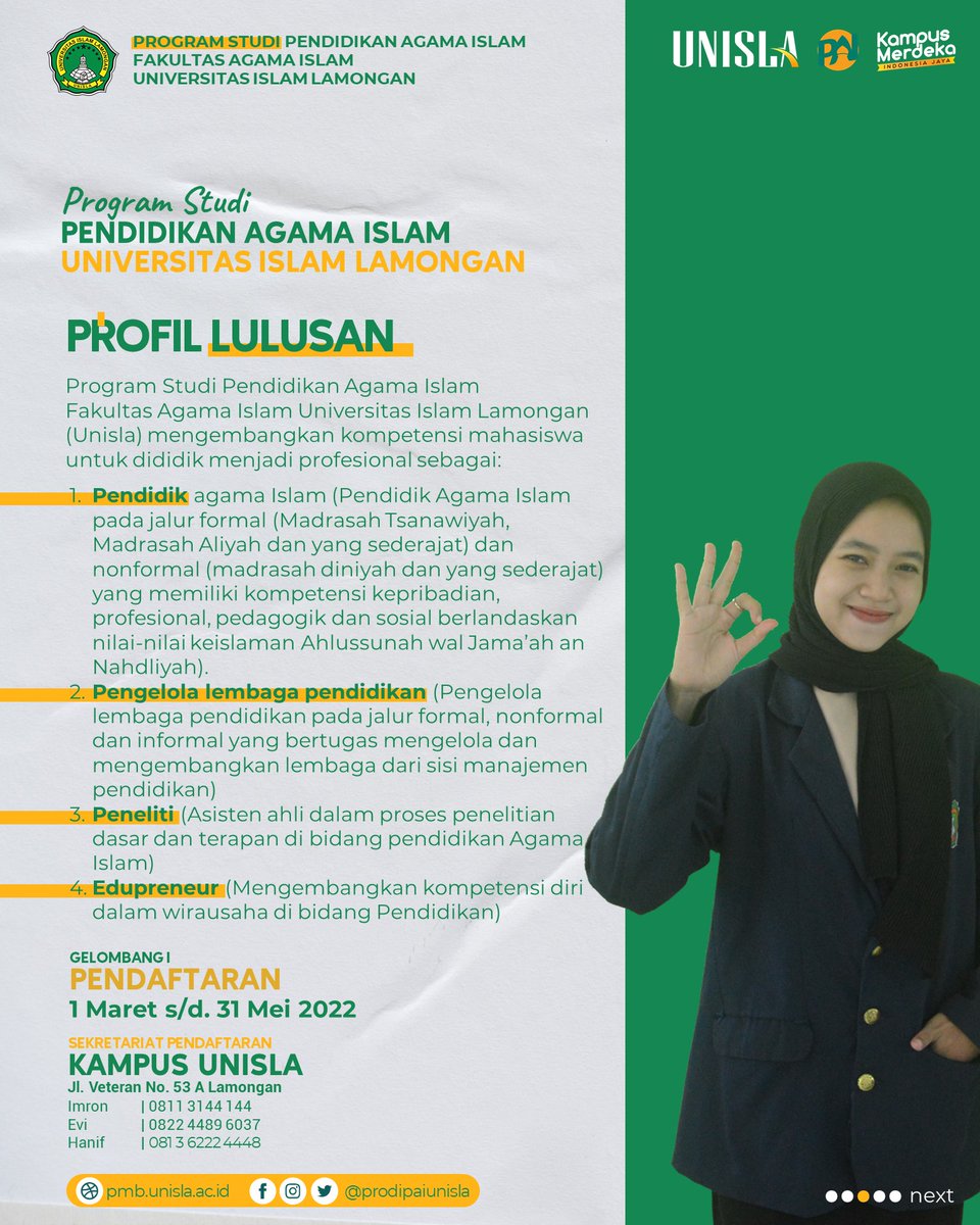 prodipaiunisla's tweet photo. Pendaftaran Unisla Lamongan, selamat hari jadi Lamongan ke-453 https://t.co/OVYQ3ZHxrW