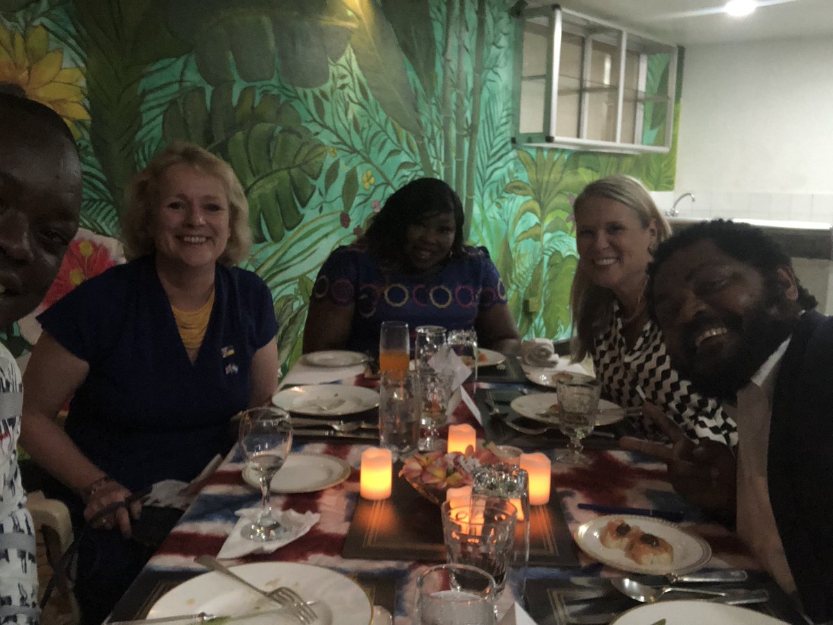 Thanks @LisaJChesney and the @UKinSierraLeone team for an amazing evening with @vickyford. We appreciate the conversation on the need for scaling up #womensright and #climatechange across the continent.