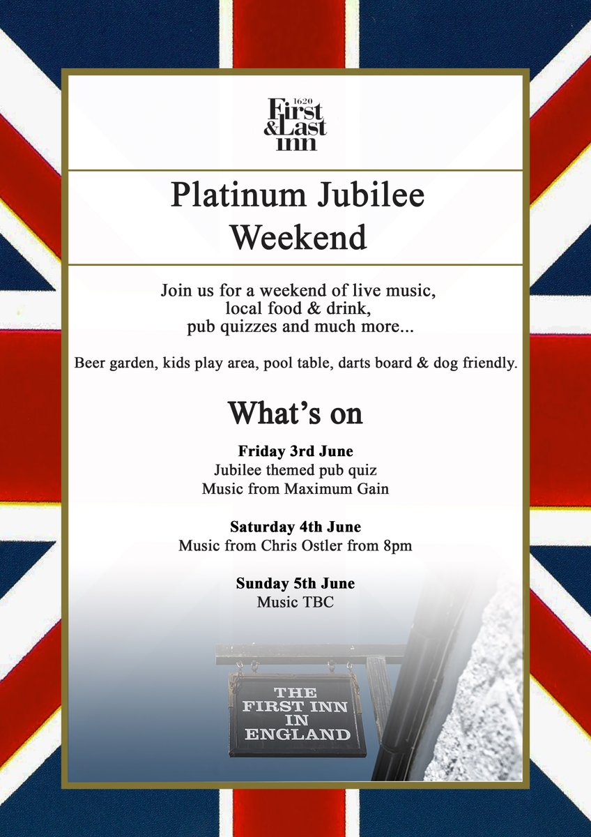 We're royally ready for the 4 day bank holiday weekend at our unique Cornish Inn  🥂
Join us for incredible live music 🎤
A Royal pub quiz 🇬🇧
Local food &amp; drink and much more 🍻
It's a weekend not to be missed!!
#jubilee #jubileeweekend #celebration #cornwall #landsend #sennen