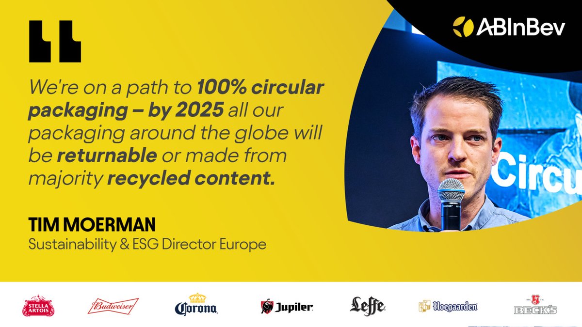 ABInBev_EU's tweet photo. Tim Moerman, our Sustainability &amp; ESG Director, joined a panel discussion on minimum targets for reuse @energy_informa #PWSForum in Brussels earlier this month. ♻️
Find out more about our initiatives around packaging &amp; recycling 👇.
https://t.co/OEdB7QeTkg https://t.co/2CqPt8BYBv