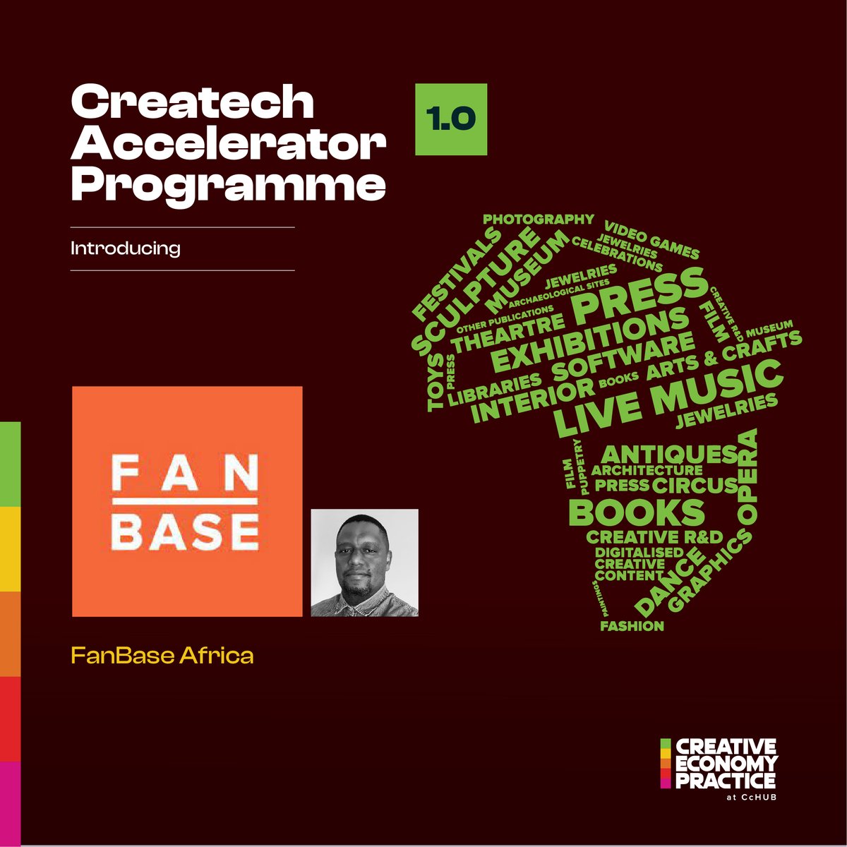 CcHUBCreative's tweet photo. @FanbaseAfrica is a print on demand, direct to consumer eCommerce starts that sells music and sports apparel merchandise to fans across the world.
Learn more: https://t.co/3lHHDL71BK
Congratulations on making it into the #CreatechAccelerator 1.0 Programme! https://t.co/mosdW8nHj9
