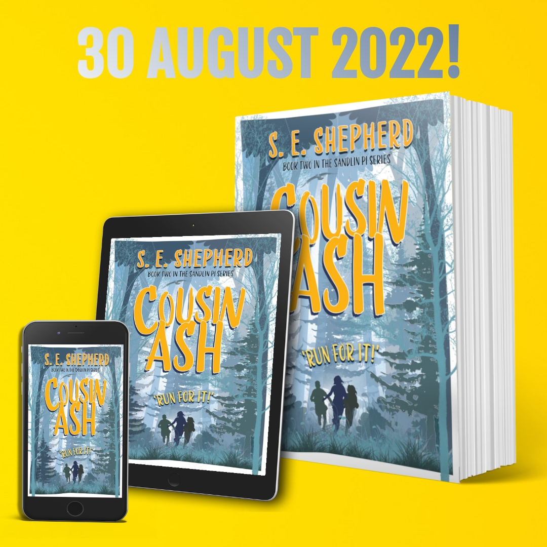 Without further ado! Here it is! We LOVE this clever design by Jayne Mapp - COUSIN ASH the second book in S. E. Shepherd's Sandlin PI Series coming out August 2022! @thatsueshepherd #coverreveal #newrelease @MappDesign #cover #book #cosycrime #cozymystery #runforit