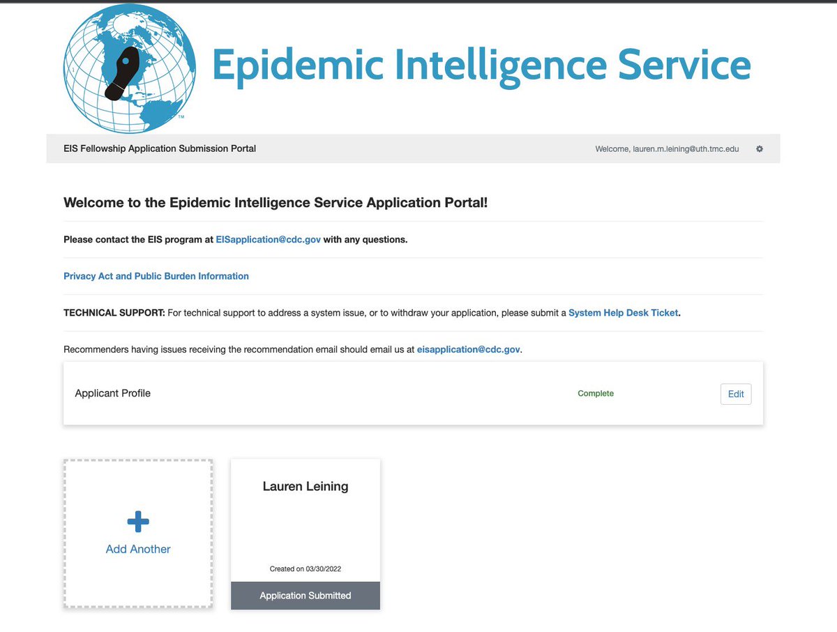 LaurenLeining's tweet photo. EIS application submitted 🤞@CDCgov #eis #cdceis https://t.co/DNIoU57yjn
