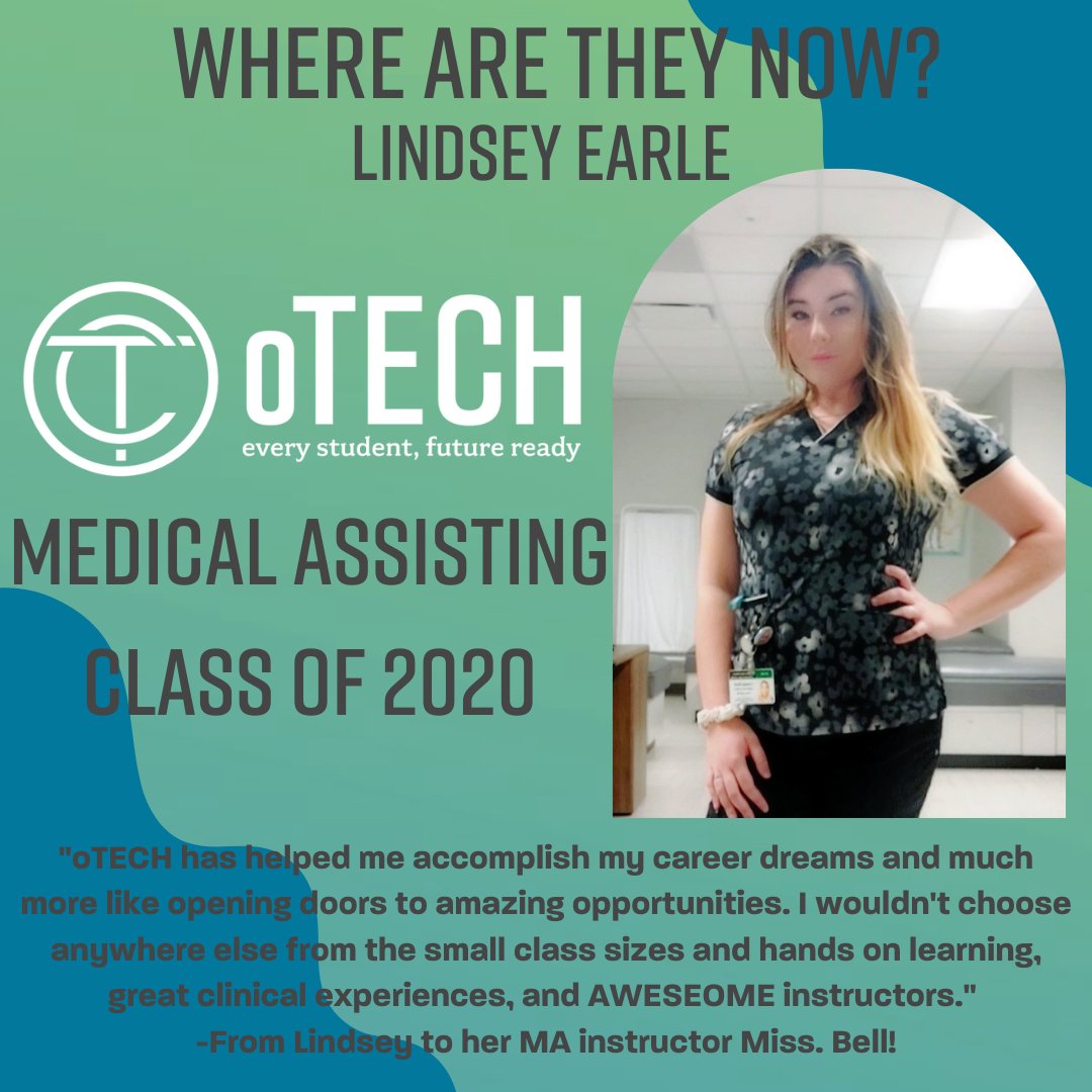 weareoTECH's tweet photo. While here at oTECH Lindsey earned certifications in Medical Assisting and Phlebotomy! Since graduating, she has passed the NCLEX exam and is now working as an LPN for the school district of Osceola county!
#weareoTECH #cterriffic #SkillUpOsceola #everystudentfutureready https://t.co/wmD6mFGvea