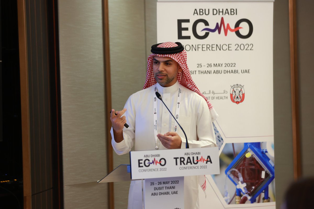 AbuEcmo's tweet photo. Dr. Salman Abdulaziz, Consultant of Internal Medicine and Chair, Abu Dhabi ECMO conference talks about; The Future of ECMO by #DOH in Abu Dhabi at Abu Dhabi Trauma and ECMO conference 2022. #abutrauma22 #abuecmo22

@DoHSocial @briangavitt @modgovae  @SSMCAbuDhabi @VPS_Health https://t.co/B29mGoPxdd