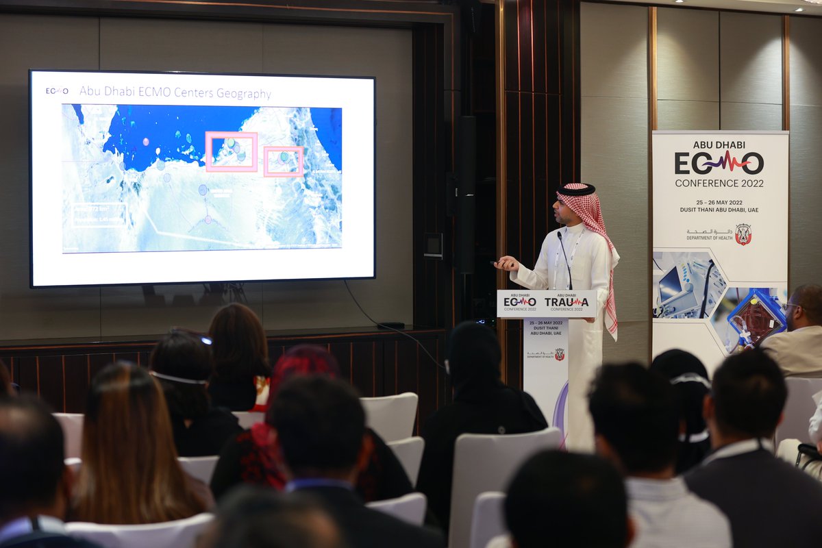 AbuEcmo's tweet photo. Dr. Salman Abdulaziz, Consultant of Internal Medicine and Chair, Abu Dhabi ECMO conference talks about; The Future of ECMO by #DOH in Abu Dhabi at Abu Dhabi Trauma and ECMO conference 2022. #abutrauma22 #abuecmo22

@DoHSocial @briangavitt @modgovae  @SSMCAbuDhabi @VPS_Health https://t.co/B29mGoPxdd
