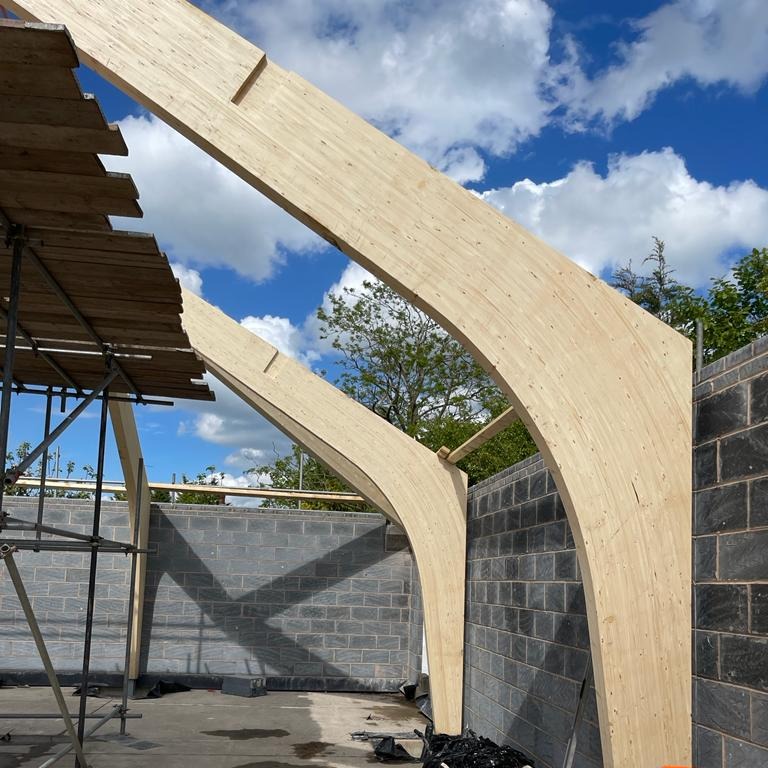 BucklandTimber's tweet photo. Some more spruce, this time for a meditation centre.

#bucklandtimber #construction #glulamstructure https://t.co/LGN1eYK3GK