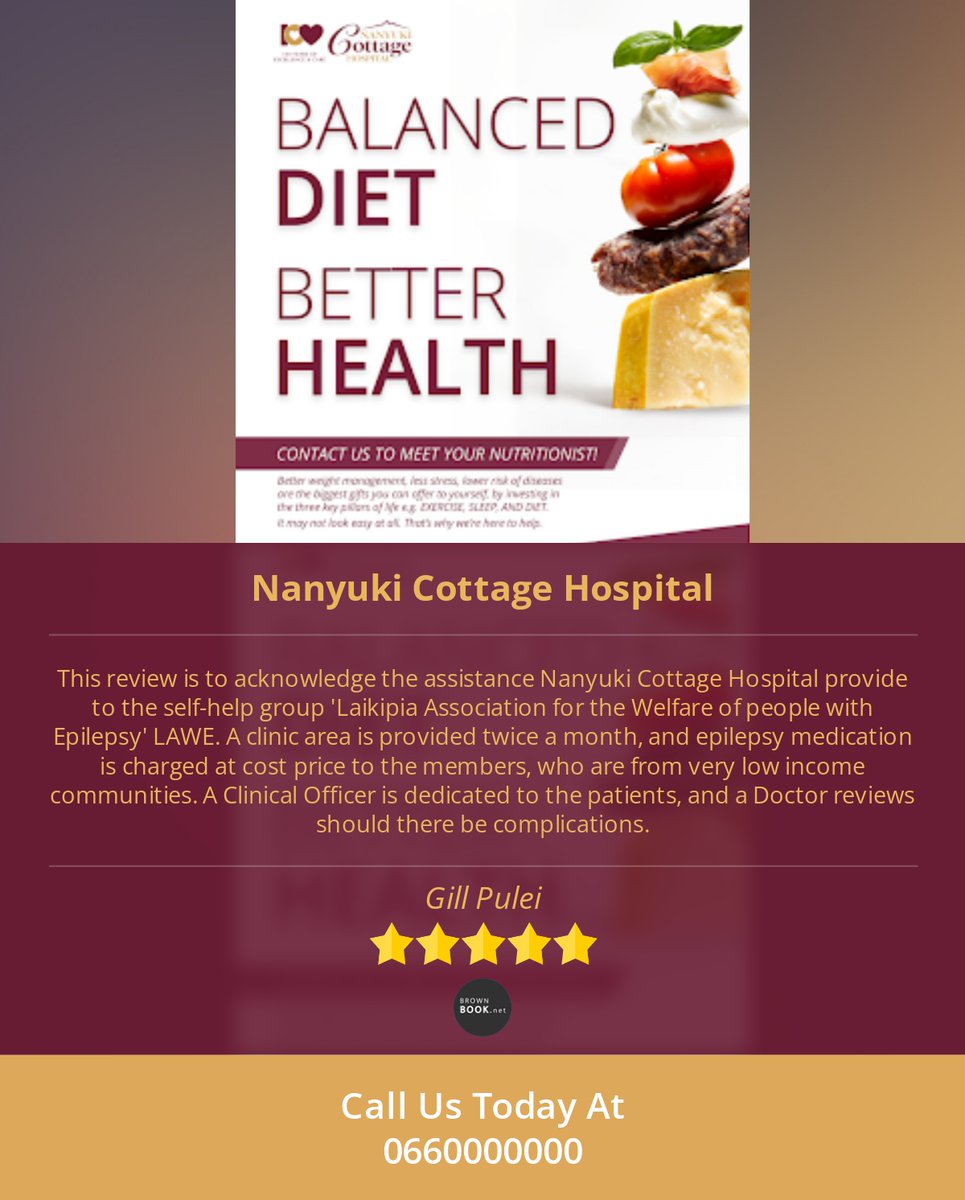 NanyukiCottage's tweet photo. 5 Star: Gill P. "This review is to acknowledge the assistance Nanyuki Cottage Hospital provide to the self-help..." https://t.co/8bDWOQVrMd https://t.co/mqRbWlNkBH