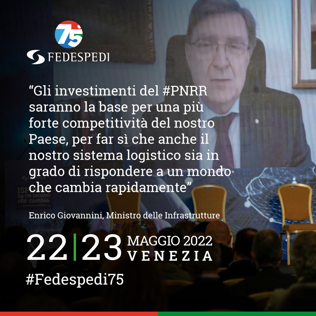 fedespedi's tweet photo. #Fedespedi75 Enrico Giovannini, Ministro delle infrastrutture: "Gli investimenti del #PNRR saranno la base per una più forte competitività del nostro Paese, per far sì che anche il nostro sistema logistico sia in grado di rispondere a un mondo che cambia rapidamente”. @mims_gov https://t.co/3GQsYeG82P