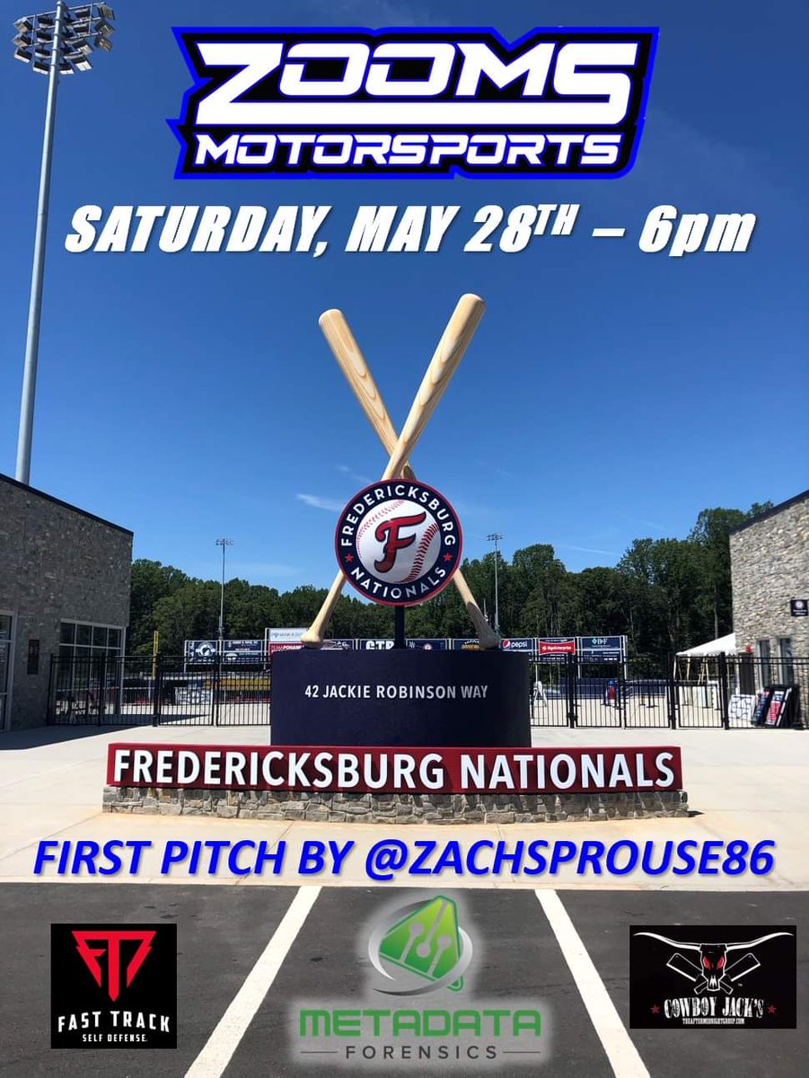 ZachSprouse86's tweet photo. Join us Saturday at the ball game!  Will I get the ball to home plate?? Come see the racecar, get a signed hero card and we have a special treat for the kids!
@FXBGNats 
@MD4N6 
@CowboyJacksFred https://t.co/Cg8qe7ME34