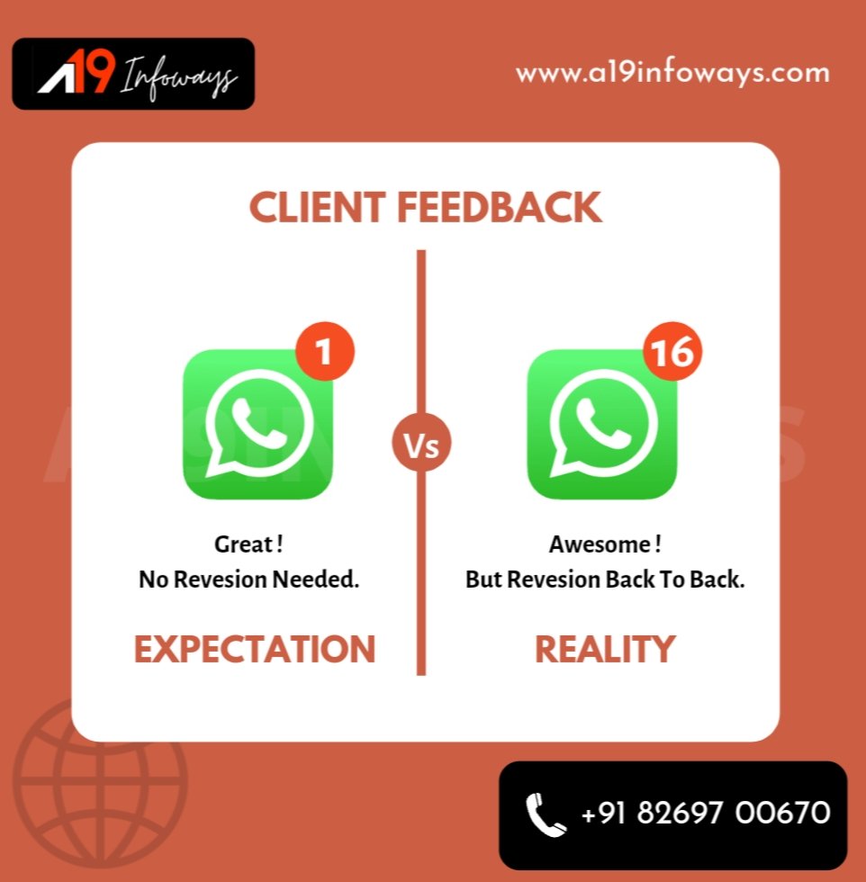 A19Infoways's tweet photo. Reality of customer feedback 🙄😂
.
.
#comment #digitalmeme #customerfeedback #funny #like #comment #expectations #digitalmarketing #webdevelopment https://t.co/S3pQDPVgYY