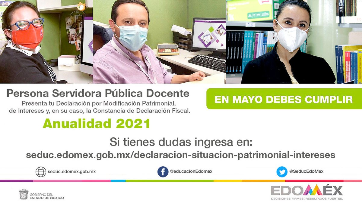 DBT_Edomex's tweet photo. Maestra y maestro no olvides presentar tu #DeclaraciónPatrimonial y la de Intereses. Si tienes dudas, ingresa al sitio https://t.co/VLhWUDSdey
#EnMayoDebesCumplir
#QueNoSeTePase
@Edomex
@SeducEdoMex
@ContraloriaGEM https://t.co/879E00q1OG