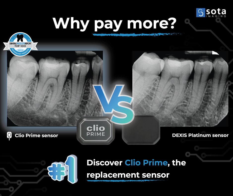 Clio Prime by <a href="/SOTAImaging/">SOTA Imaging</a> is the #1 replacement senor that delivers consistently exceptional diagnostic images! Designed for effortless positioning, the Clio Prime makes any x-ray orientation easy. Learn more and schedule a demo here: hubs.la/Q01bHXq50