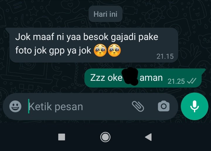 mhd_ozha's tweet photo. 1. Nanya harga.
2. Nawar harga mengatas namakan teman.
3. Udah dapat harga murah (karena kawan).
4. Udah deal dan ngasih tanggal.
5. Oke akunya absen kerja ditanggal itu karena dapat job TEMAN tadi.
6. Ngabarin anggota buat main di tgl tersebut.
7. H-1 cancel.
Thanks Teman. https://t.co/pPAGozcyYc